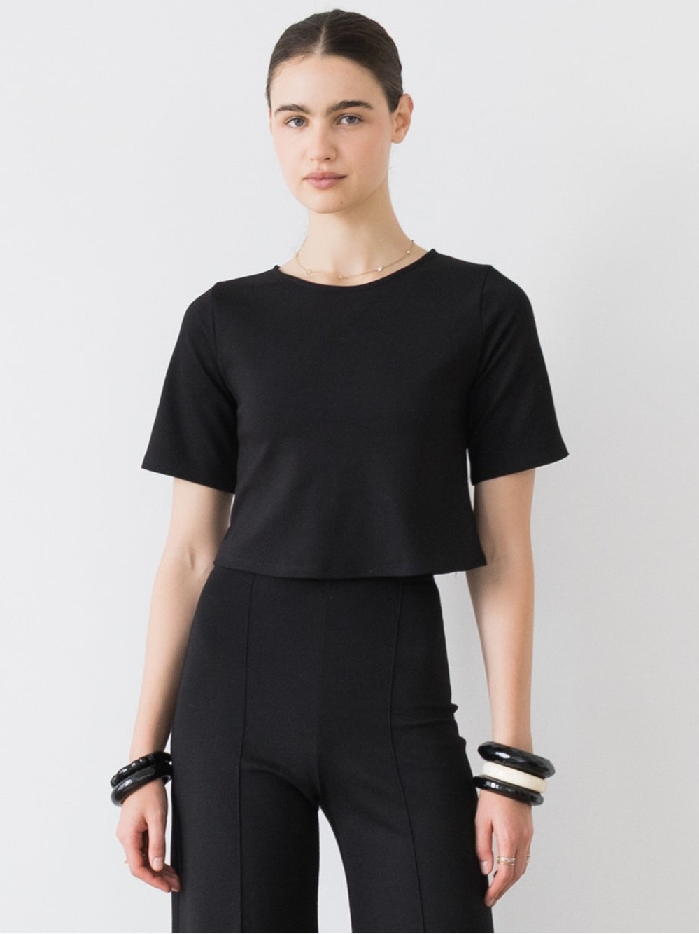 Ripley Rader Black Ponte Short Sleeve Crop Top Size 2 S $118
